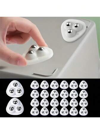 1/4 件 360° 可旋转自粘式万向脚轮，超粘自粘式脚轮套装适用于垃圾桶、储物箱、家具、迷你家电 - ABS 材质，带钢球，家居装饰