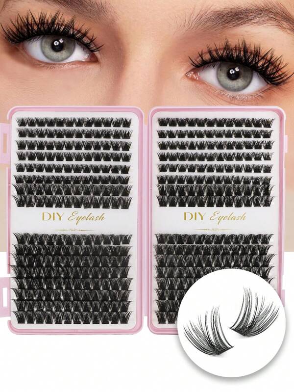 PALM LASHES 384PCS Lashes Clusters Individual Lashes DIY Lash Extensions Book, D Curl Lash Clusters Eyelash Extension At Home