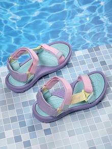 Teenage Girls' Summer Athletic Sandals, Lightweight Breathable Comfortable Double Strap Easy On/Off, Suitable For Daily Wear, Fashion Versatile Beach Vacation