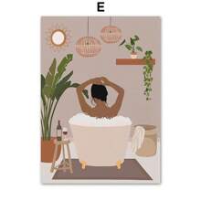 1pc Wall Arts Posters Optional Frame /Framed Pop Fashion Flowers Bathtub Leaf Abstract Wall Art Canvas Painting Boho Poster And Prints Pictures For Living Room Decor