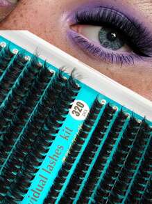 320 Stücke D-Kraus-Wimpernset, Wimpernverlängerungsset zum Selbermachen, D-60D 80D schwarzer ultra-dichter Wimpernverlängerungskit, schwarzes Wimpernset für tägliches Make-up, Wimpernverlängerungsset mit D-Krause, schwarzes persönliches Wimpernset mit 320 Stücke Locken, 9-16 mm gemischtes persönliches Wimpernset zum Selbermachen zuhause, Rizos Locken-Wimpern D-Kraus, für Mini-Reisebedarf und Selbstanwendung