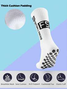4/10 pares de calcetines de fútbol para hombre con almohadillas antideslizantes y agarre para baloncesto y deportes