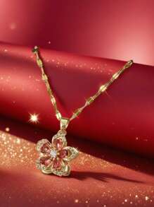 1pc Clover Lucky Leaf Minimalist Design Women Necklace Pendant - Suitable For St. Patrick's Day Wear, Valentine's Day Couple Gift