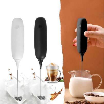 Elektrisk mjölkskummare, lämplig för att röra om kaffe, mjölk, havregryn, ägg, tidsbesparande, platsbesparande, enkel att använda, batteri ingår ej. Perfekt present till kvinnor, kaffeälskare och hemmafruar för högtider, nyår och jul; Praktiskt handhållet baristaset för hemmabruk