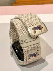 夏季时尚可爱狗磁性尼龙表带适用于 10 Ultra 9 8 7 6 SE 5 可调节针织表带适用于手表 42 毫米 46 毫米 49 毫米 45 40 42 44 38 礼物