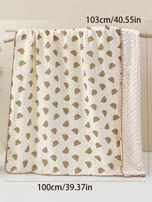 1 件熊图案婴儿温暖纹理毛绒毯子、幼儿托儿所盖毯、成人办公室防风披肩、儿童汽车毯，四季皆宜