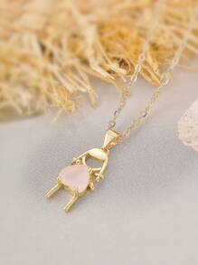 1pc Colorful Zirconia Unisex Pendant Necklace, Unique & Personalized Minimalist Necklace Suitable For Couples, Best Friends