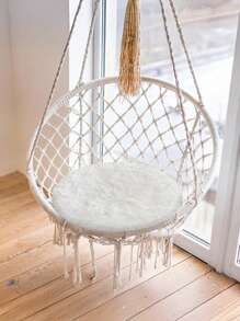1 pieza Alfombra de área redonda de lujo estilo nórdico en blanco crema, alfombra de unicolor esponjosa adecuada para dormitorio, sala de estar, sofá, uso en todas las estaciones, decoración navideña, para crear una atmósfera acogedora y elegante en el hogar