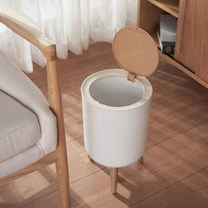 Wooden Texture Trash Can For Office And Bedroom, Garbage Collection Bin