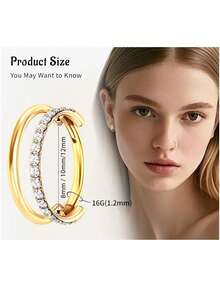 1 chiếc khuyên mũi hình vòng tròn bằng thép không gỉ CZ Row Conch 16G, khuyên tai hình vòng tròn vành tai, khuyên tai hình khuyên tai hình khuyên tròn có bản lề, đồ trang sức xỏ khuyên - Nhiều màu - Xem 8