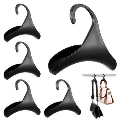 10/5 แพ็ค ชุดตะขอแขวนกระเป๋าอะคริลิกทนทานสำหรับจัดระเบียบตู้เสื้อผ้า, ที่วางกระเป๋าน้ำหนักเบาสำหรับกระเป๋าโท้ท, กระเป๋าสะพาย, กระเป๋าถือ, และกระเป๋าเป้, ขาตั้งจอแสดงผลประหยัดพื้นที่และที่จัดระเบียบแบบติดประตู, ที่วางกระเป๋าที่เหมาะสำหรับการเดินทางสำหรับตู้เสื้อผ้าที่บ้าน, หอพัก, ประตูตู้เสื้อผ้า, สำนักงาน, และการแสดงสินค้าในบูติก, การออกแบบตะขอทำมุมที่แข็งแรง, ผิวเคลือบกันรอยเปื้อน, ช่วยให้เครื่องประดับอยู่ห่างจากพื้นและปราศจากความยุ่งเหยิง