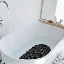 1 pieza Alfombra de baño con piedras antideslizante con ventosas, agujeros de drenaje para duchas, bañeras, lavable a máquina, alfombra de baño antideslizante de PVC, libre de BPA y látex, 27 x 14 pulgadas, decoración de habitación, accesorios de baño, vuelta al cole, decoración de baño y cocina