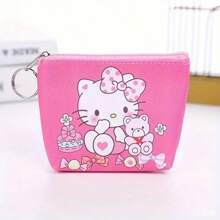 Cartera estilo lindo de Sanrio - Monedero adorable de dibujos animados con múltiples compartimientos, organizador compacto de 4.3"X3.1" para cosméticos, tarjetas y artículos pequeños, bolsa con tema de personajes | Accesorio de bolso ligero