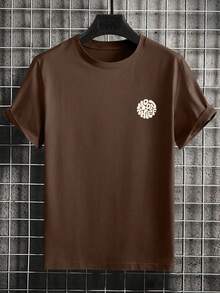 Men's Slim Fit Casual Crew Neck T-Shirt - Coffee Brown - View 5