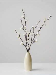 4/8pcs Artificial Flowers White Plum Blossom 21.7'' Fake Winter Sweet Long Stem Plastic Flowers Home Hotel Office Wedding Party Garden Decor