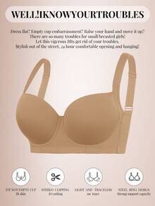Wedisco MIMILEMON Plus Size Seamless Black Bra, Smooth Minimalist Wide Strap Comfortable Lift And Support Bra - Coffee Brown - View 10