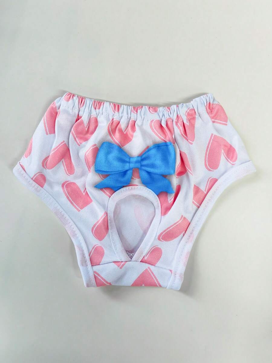 1pc/2pcs Cute Heart & Bow Design Pet Physiological Pants Prevent Harassment Pants, Suitable For Medium & Small Cats & Dogs - Baby Pink - View 1