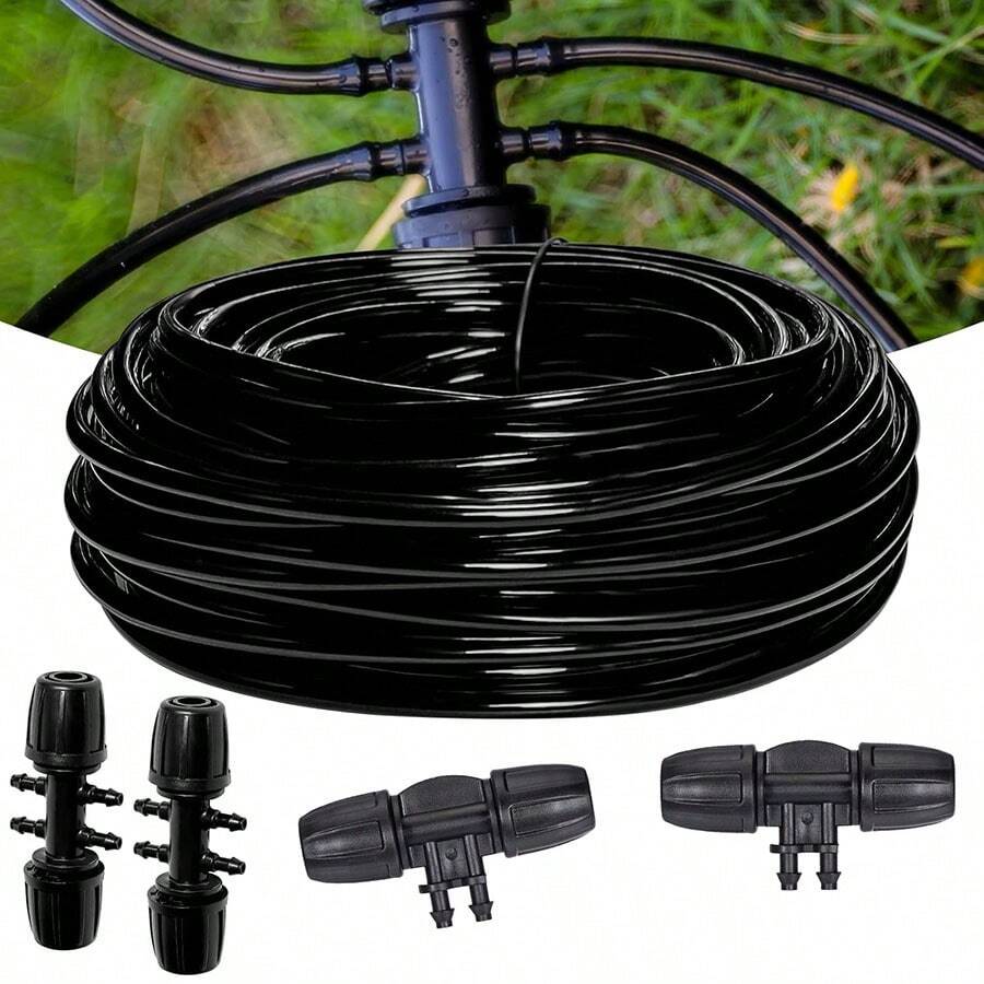 Tubo di irrigazione morbido da 4/7, diametro interno 4 mm, diametro esterno 7 mm, kit di irrigazione a goccia, tubatura di distribuzione, tubo da giardino, adatto per sistema di irrigazione a goccia da giardino, connettori a 6 vie e 4 vie, tubo da giardino per irrigazione automatica, accessori per irrigazione da giardino, applicabile per prato, giardino, ortaggi, agricoltura, irrigazione di aiuole di fiori - Multicolore - Visualizzare 1