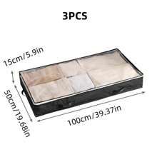 Fabric Foldable Storage Bags For Household, Clothes Blanket Organizer Box With Transparent Window, Durable Material For Sweaters, Jackets, T-Shirts, Blankets