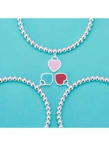 1 Piece 925 Sterling Silver Bead Chain Heart-Shaped Pendant Bracelet For Women Street Versatile Fashion Designer Jewelry Party Wedding Adjustable Length - Beaded Bracelet - View 7