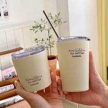 1 件 240/360 毫升韩式便携式迷你咖啡杯，304 不锈钢真空，隔热，适用于热饮/冷饮，适合牛奶、咖啡、饮料、茶 回到学校 - 黃色 - 查看 6
