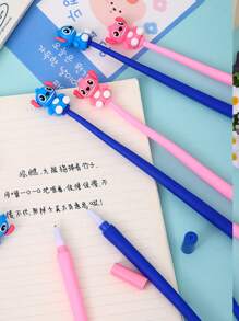 Disney 48pcs Disney Authorized Back-To-School Essential Stitch Blue Squishy Wobble Cartoon Pen - Soft Gel Stress-Relief Design With 0.5mm Smooth Black Ink, Dual Function Decor & Writing Tool, Cute Study Companion For Creative Organization, School Supplies,Back To School