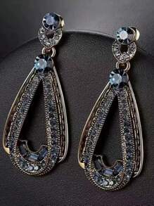 Vintage Large Waterdrop Crystal Dangle Earrings For Women, Fashionable Statement Jewelry