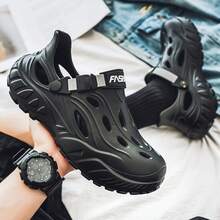 Nuevas sandalias tipo zuecos transpirables para hombres, zapatos de playa de verano para exteriores, sandalias cerradas antideslizantes de EVA, impermeables, resistentes al desgaste, zapatos de playa para exteriores, sandalias de EVA, zuecos, zapatos impermeables para exteriores, sandalias de playa cerradas - Negro - Ver 4