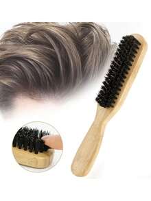 4支装男女通用竹柄猪鬃毛头发护理清洁男士胡须造型刷断发梳顺发梳适用于所有发质，控制毛躁，增加光泽，温和呵护光滑表面，高品质竹鬃，发梳，返校季，旅行度假必备，女士适用，梳子，解结梳，球形梳