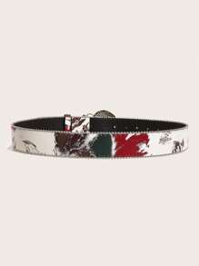 1pc Women's Multicolor Punk Y2K Gothic Skeleton Graphic Print Beaded Belt, Suitable For Daily Wear