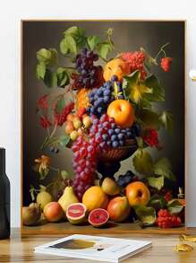 1 Set Fruit Themed DIY Paint By Numbers Painting Kit (Frameless), Birthday Gift, Educational Puzzle, No Drawing Skills Required, Can Be Used As Wall Art, Easy To Complete Beautiful Artwork