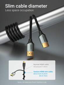 VENTION 4K HDMI Cable,HDMI 2.0 Ultra Thin Cord Aluminum Alloy 18Gbps High Speed , Support 4K@60Hz 2160P 1080P 3D ARC Compatible With UHD TV Monitor Computer Blu-Ray And More - Grey - View 3
