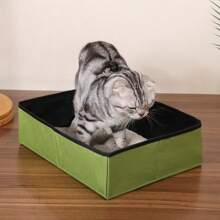 Caja de arena para gatos de tela plegable extra grande, inodoro portátil para gatos antiderrames y resistente al agua de tela Oxford para mascotas y uso en exteriores/viajes