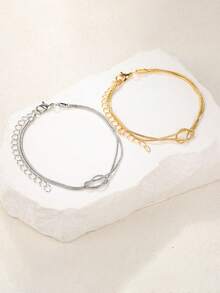 1 chiếc/2 chiếc Vòng tay xích rắn thắt nút đơn giản & thanh lịch dành cho các cặp đôi, Quà tặng ngày lễ tình nhân - Nhiều màu - Xem 2