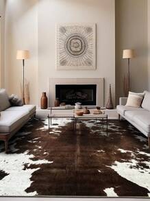 1pc Suitable For Living Room Cowhide Pattern Animal Leather Style Area Carpet - Rural Farm Style Indoor Large Carpet, Anti Slip, Home Decoration Carpet, Very Suitable For Bedrooms, Living Rooms, Offices, 5 * 7 Ft, 7 * 10 Ft