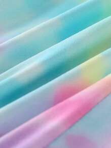 2pcs Girls Outfit: Sleeveless Letter Print Cropped Top And Tie Dye Gradient Print Casual Shorts, Summer Fashion Sports Suit