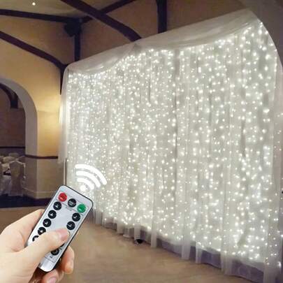 1 件 600 LED USB 供电仙女窗帘灯，6*3 米/19.6*9.8 英尺，8 种模式 LED 灯串，适用于卧室，非常适合圣诞节、万圣节、情人节、派对、婚礼和季节性装饰，带遥控器