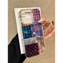 Vintage Color-Block Gradient Tin Foil Pattern Case For IPhone 16 Pro Max, Apple 15 Pro, 14, New 13/12 Pro Max