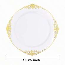 25 piezas Platos transparentes de 7.5 pulgadas/10.25 pulgadas con borde azul y dorado, reutilizables y aptos para lavavajillas, adecuados para reuniones familiares, fiestas, actividades al aire libre, eventos de trabajo en equipo, regalo de Navidad
