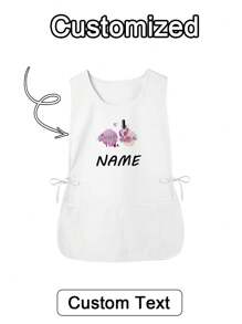 1 szt. Spersonalizowany nadruk, niestandardowy fartuch fryzjerski, spersonalizowany fartuch kuchenny, 2-kieszeniowy szybkoschnący fartuch domowy dla mężczyzn i kobiet, nowoczesny poliestrowy fartuch olejoodporny, szybkoschnący, jednolity kolor, do użytku w kuchni i domu