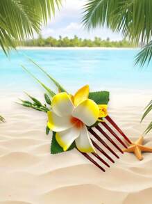 Clip de pelo de espuma floral artificial hawaiano, peine de pelo de orquídea bohemia apto para novia, boda, playa hawaiana, decoración de fiesta tropical. Peines para el cabello, lado del peine, artículos escolares, universidad