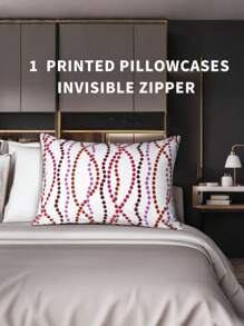 duoxia 1pc White Plain Floral Pattern Zippered Pillowcase, Hidden Zipper, Washable Cushion Cover For Home & Hotel Use