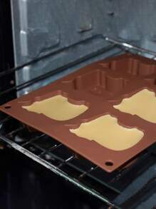 6 Stück/Set Braune Silikon Kuh-förmige Kuchenformen, hitzebeständige Backformen, Kuh-förmige Süßigkeiten- und Schokoladenformen für DIY Tortendekoration