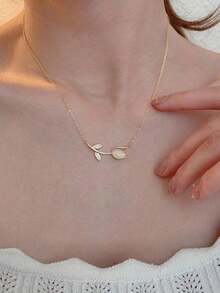 1 件时尚优雅简约郁金香花项链 - 彩色 - 查看 1