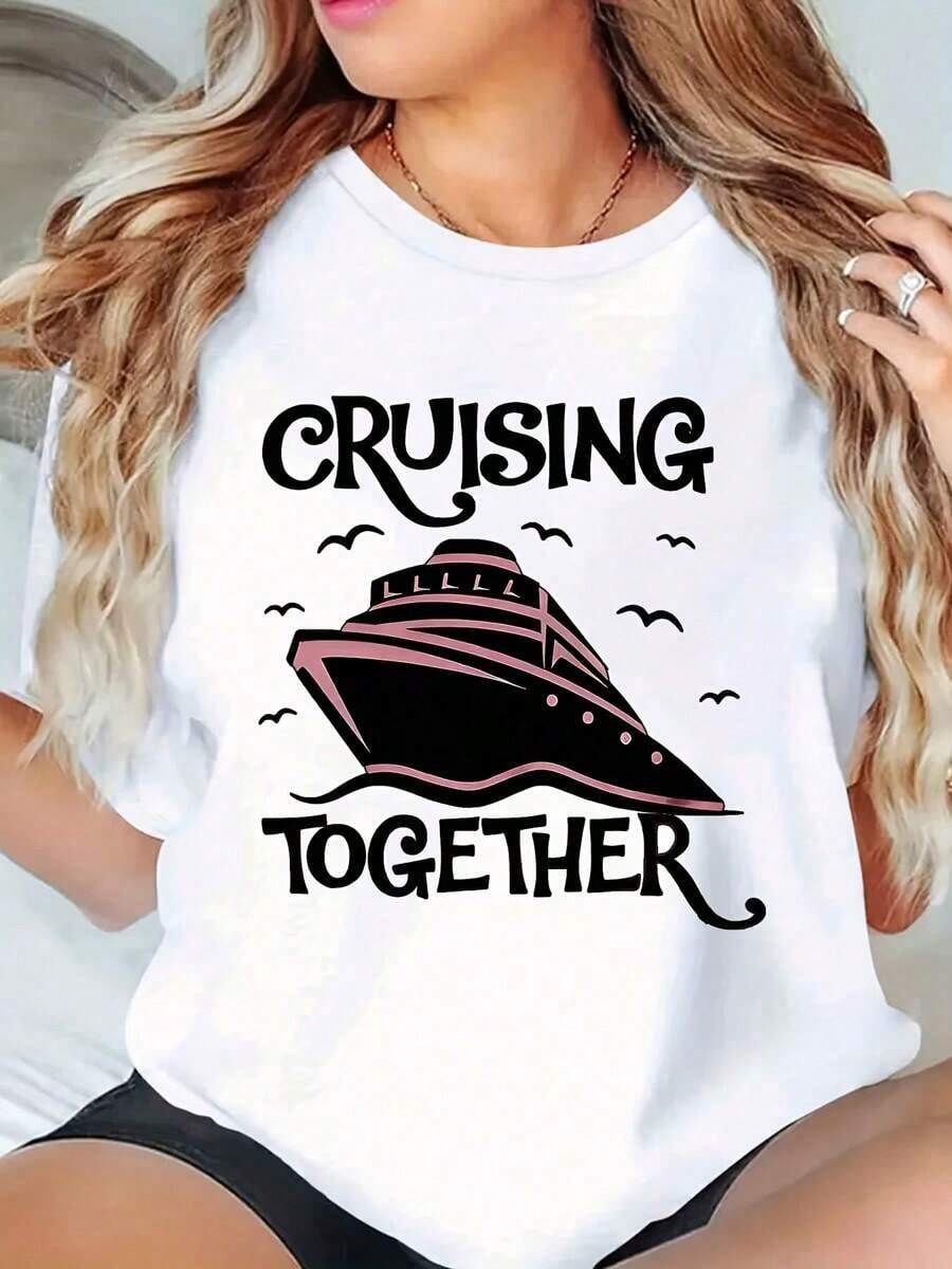 Family Cruise 2025, Family Cruise Shirts, Family Matching Vacation Shirts, Matching Family Outfits*High Street Hip Hop Style T-Shirt 2025 Fashion New T-Shirts - 白色 - 查看 1