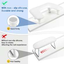 TOEDO Manicurist Armrest: U-Shaped Height Adjustable Large Super Fine Fiber PU Leather Hand Rest Pillow, Suitable For Professional Nail Salons - Acrylic Nail Armrest Pad - White - View 5