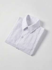 Boys' Long Sleeve Shirt, Suitable For Boys' Formal Wear, Uniforms, Teens, Young Boy Casual Wear, White, Standard Versatile, Size 3-10 Years - White - View 9