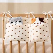 2 口袋悬挂式床边婴儿尿布收纳袋，婴儿床储物袋，床边储物袋，2 口袋悬挂式床边尿布收纳袋，适用于婴儿车