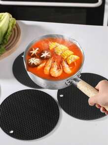 1pc Silicone Heat Insulation Mat, Heat Resistant Silicone Trivet For Pot And Pan, Round Silicone Placemat, Countertop Protector