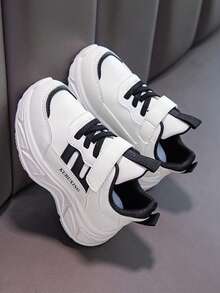 1 paire de chaussures de sport à semelle épaisse pour filles, nouvelles baskets casual à semelle souple pour le printemps/automne 2025, convenant aux activités extérieures, à l'école et aux fêtes - Noir - Voir 3